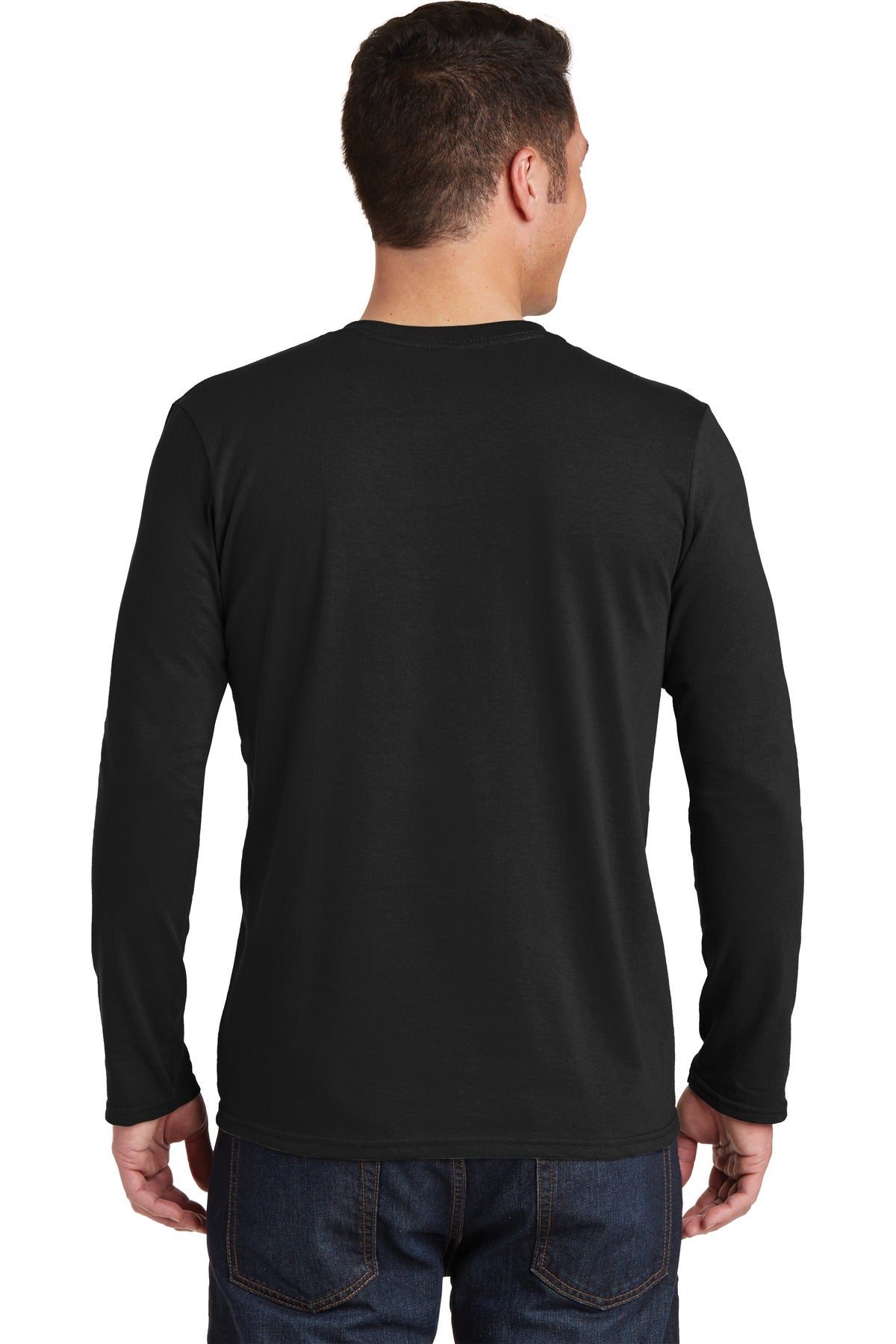 Black Gildan Softstyle Long Sleeve T-Shirt. 64400 plain