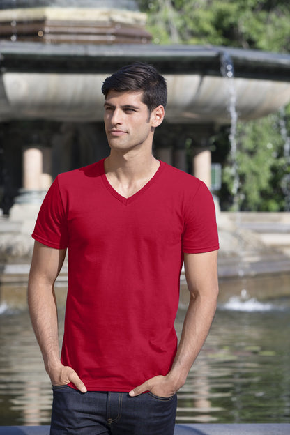 Black Gildan Softstyle V-Neck T-Shirt. 64V00 plain