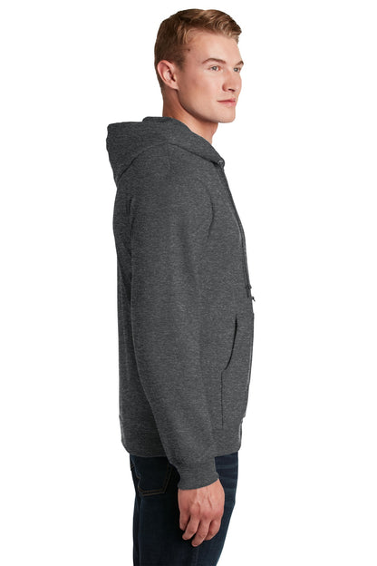 Black Heather Jerzees - NuBlend Full-Zip Hooded Sweatshirt. 993M plain
