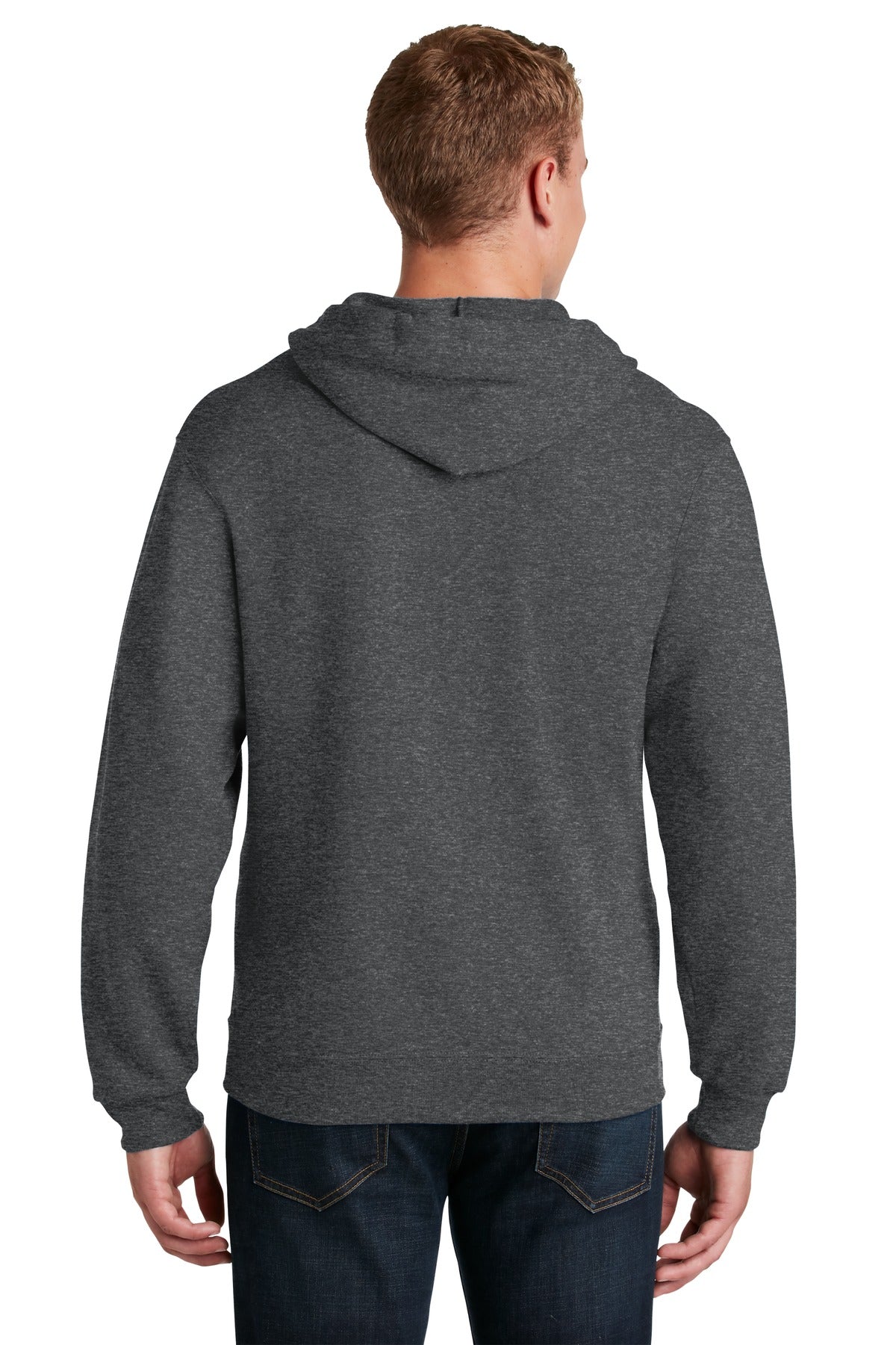 Black Heather Jerzees - NuBlend Full-Zip Hooded Sweatshirt. 993M plain