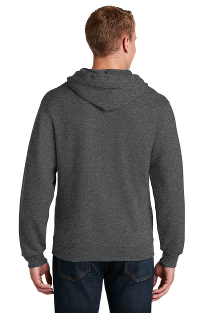 Black Heather Jerzees - NuBlend Full-Zip Hooded Sweatshirt. 993M plain