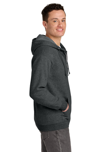 Black Heather Jerzees - NuBlend Full-Zip Hooded Sweatshirt. 993M plain