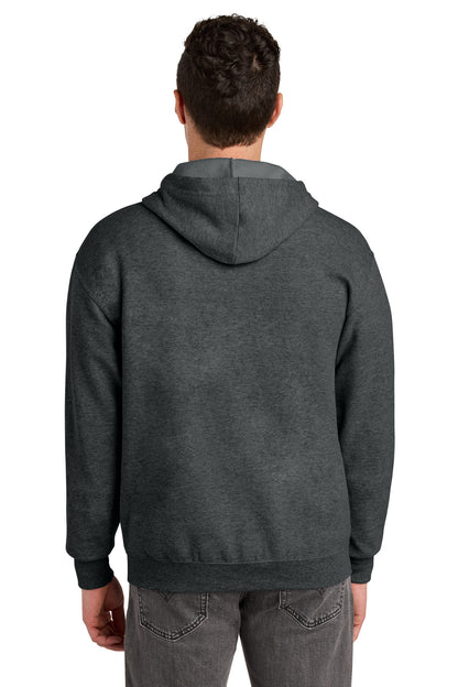 Black Heather Jerzees - NuBlend Full-Zip Hooded Sweatshirt. 993M plain