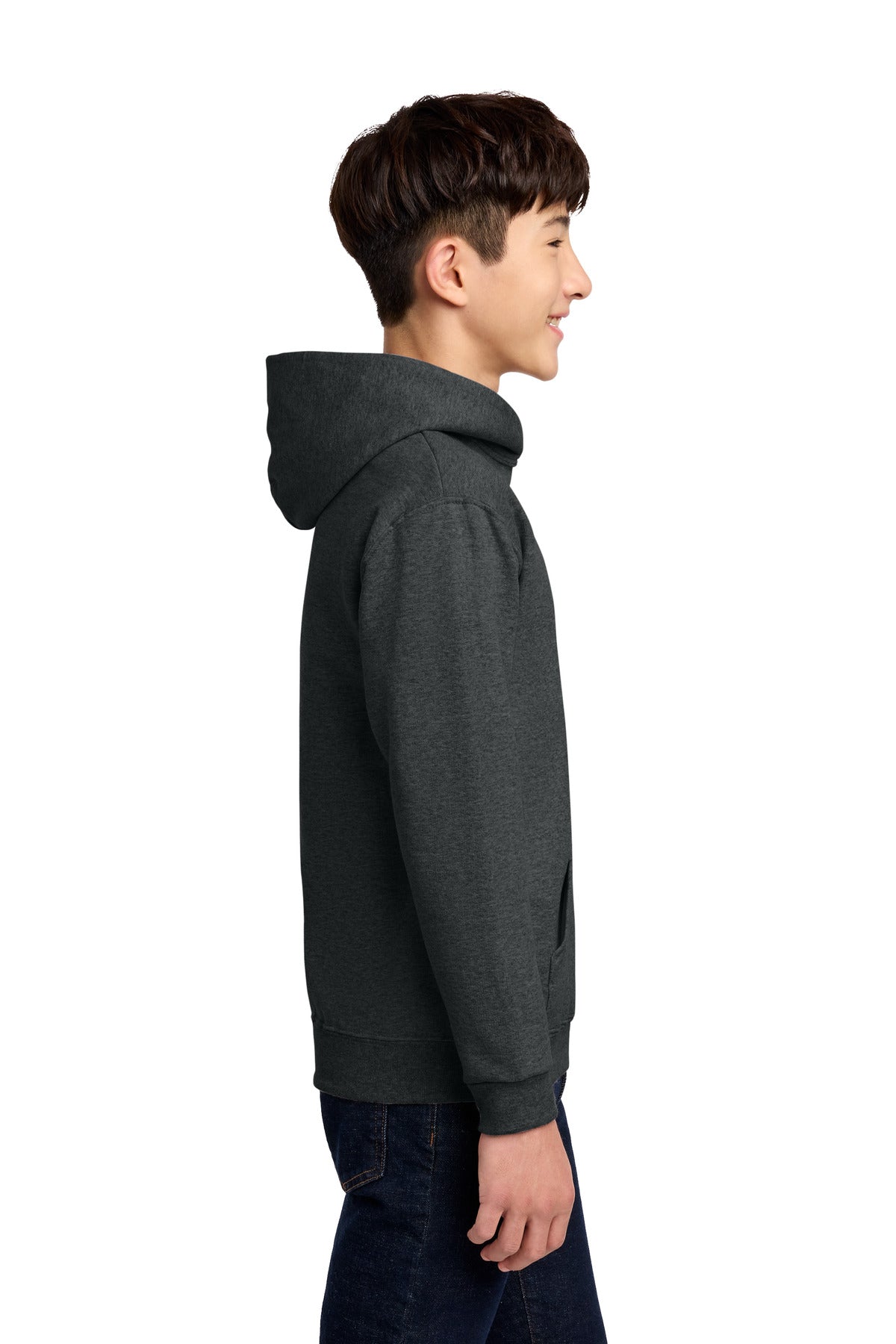Black Heather Jerzees - Youth NuBlend Pullover Hooded Sweatshirt. 996Y plain