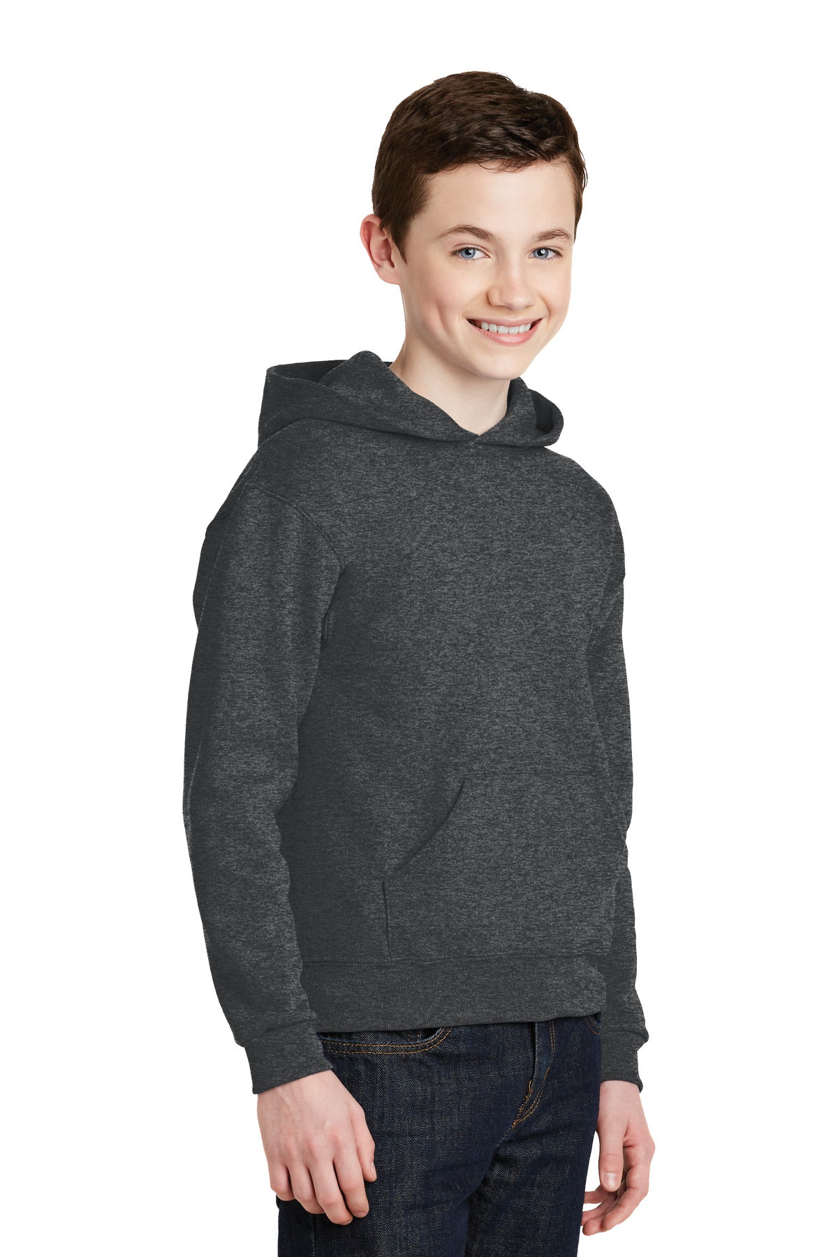 Black Heather Jerzees - Youth NuBlend Pullover Hooded Sweatshirt. 996Y plain