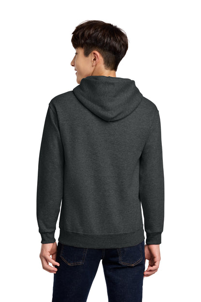 Black Heather Jerzees - Youth NuBlend Pullover Hooded Sweatshirt. 996Y plain