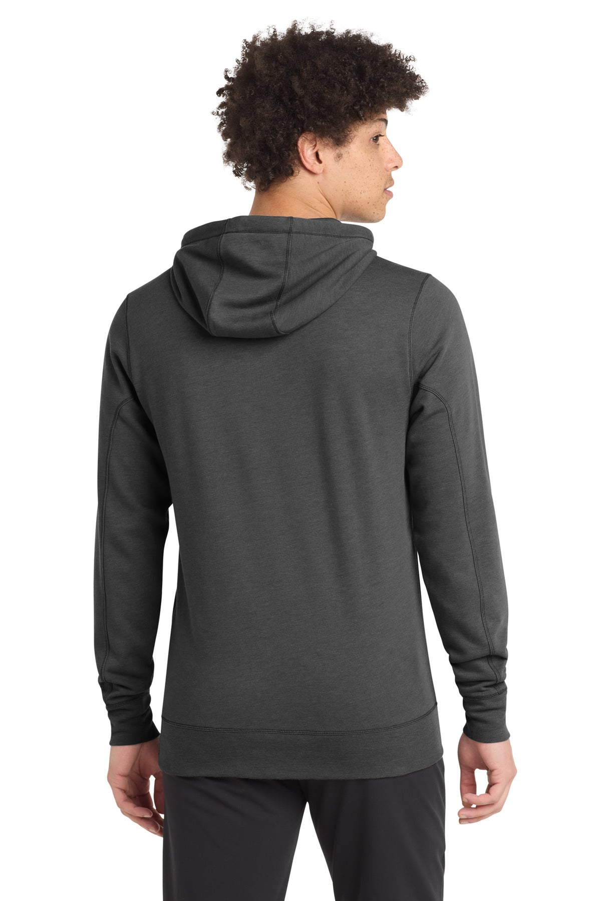 Black Heather New Era Tri-Blend Fleece Pullover Hoodie. NEA510 plain