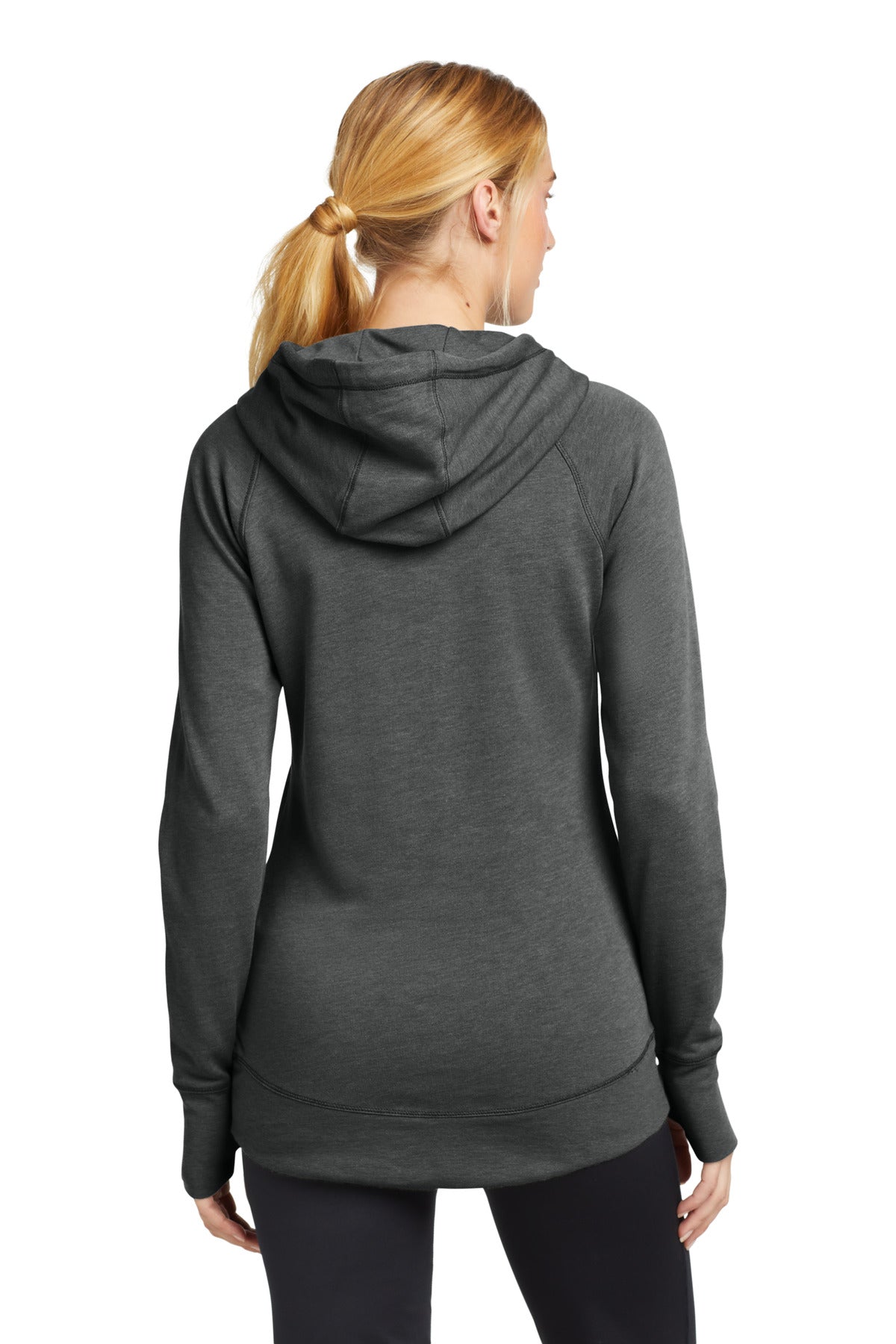 Black Heather New Era Women's Tri-Blend Fleece Pullover Hoodie. LNEA510 plain