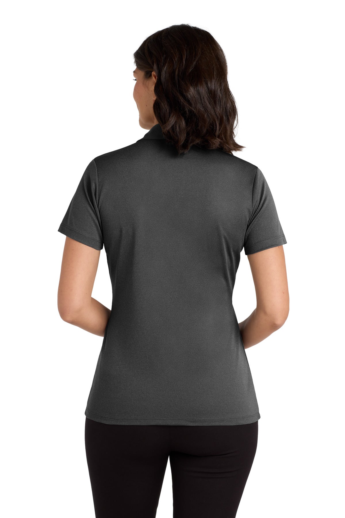 Black Hthr Port Authority Women's Heathered Silk Touch Performance Polo. LK542 plain