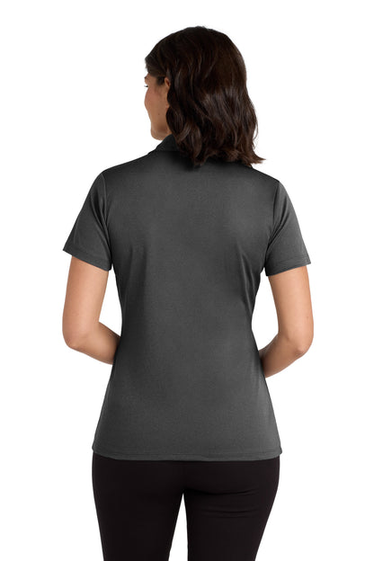 Black Hthr Port Authority Women's Heathered Silk Touch Performance Polo. LK542 plain