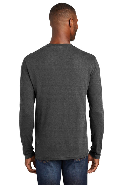 Black Hthr Port & Co Long Sleeve Fan Favorite Blend Tee. PC455LS plain