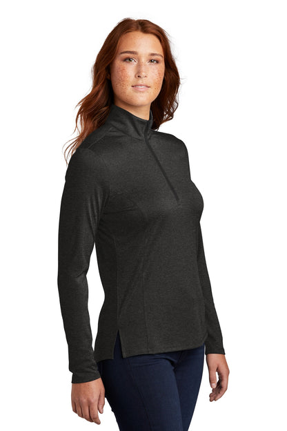 Black Hthr Sport-Tek Women's Endeavor 1/2-Zip Pullover. LST469 plain
