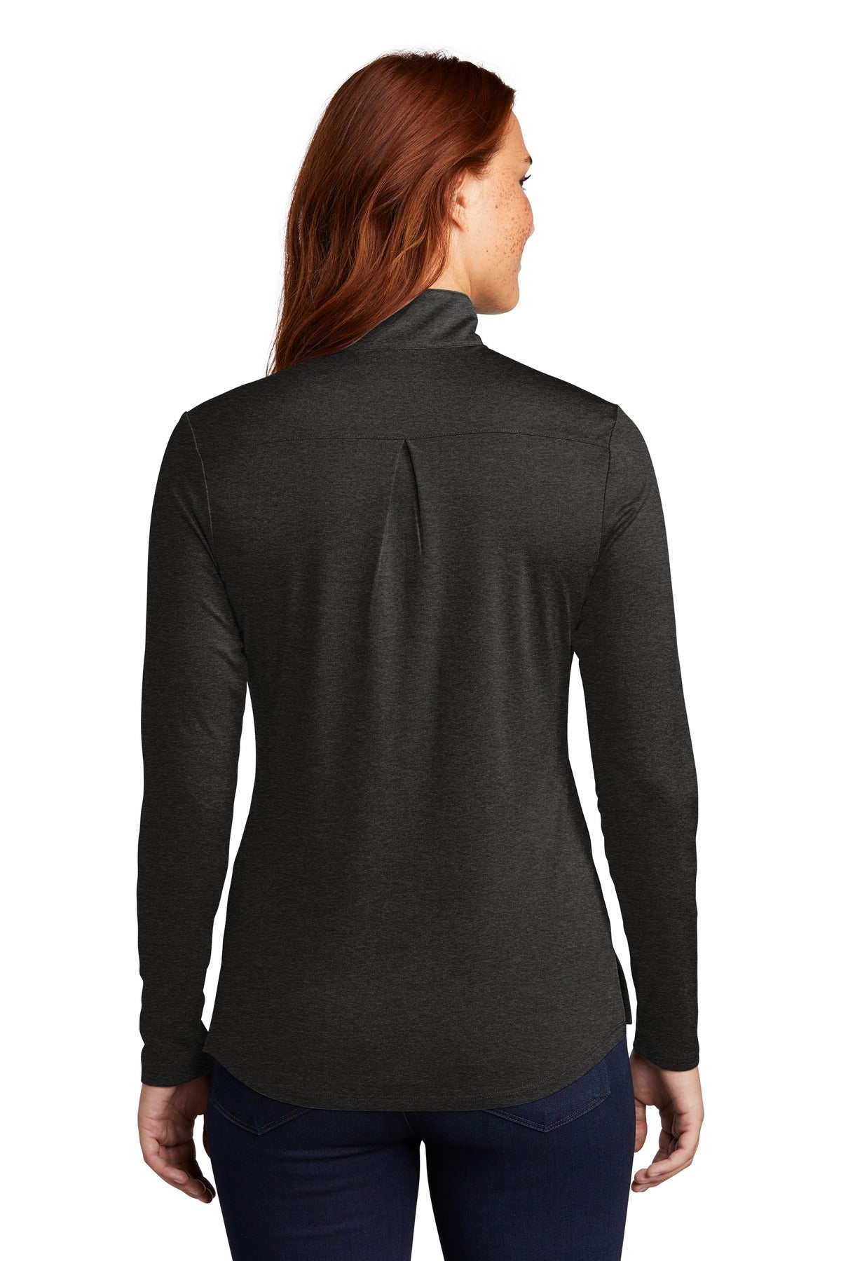 Black Hthr Sport-Tek Women's Endeavor 1/2-Zip Pullover. LST469 plain