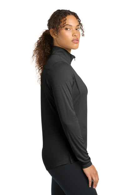 Black Hthr Sport-Tek Women's Endeavor 1/2-Zip Pullover. LST469 plain
