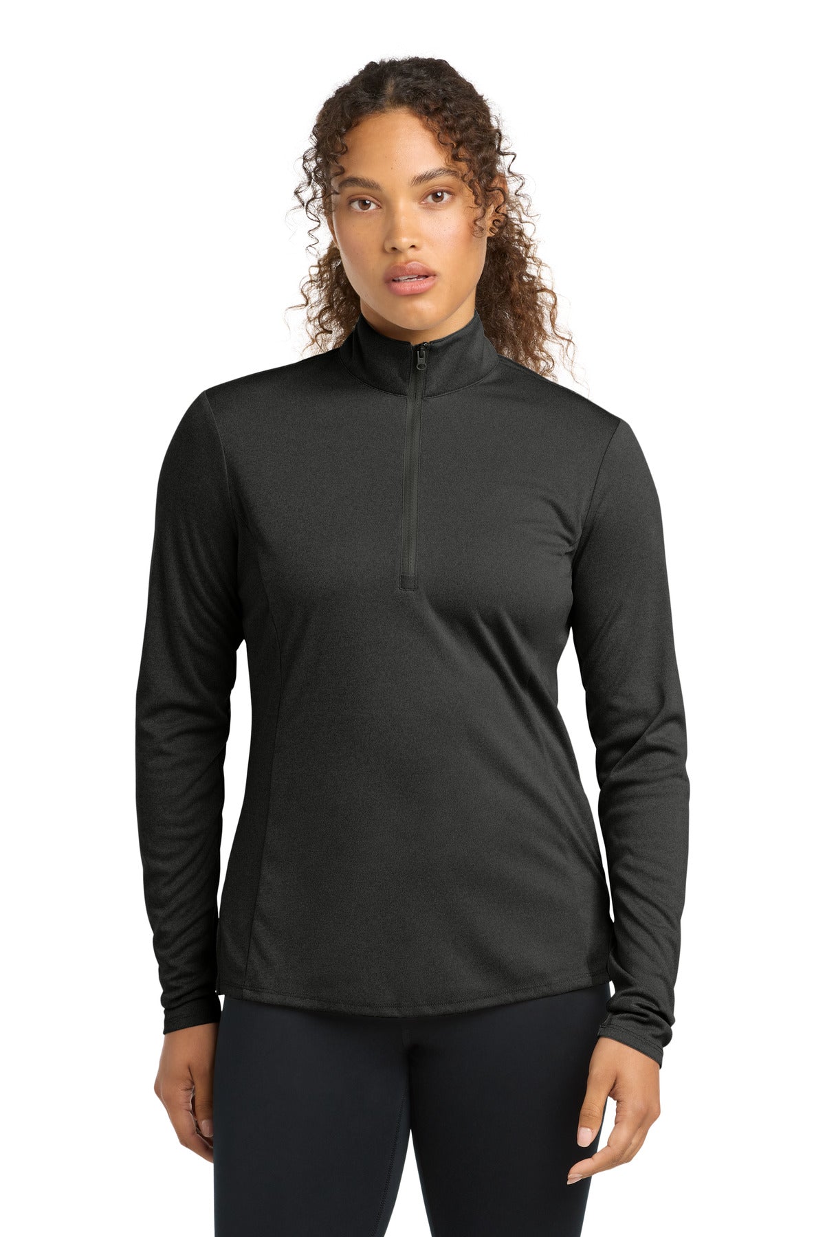 Black Hthr Sport-Tek Women's Endeavor 1/2-Zip Pullover. LST469 plain