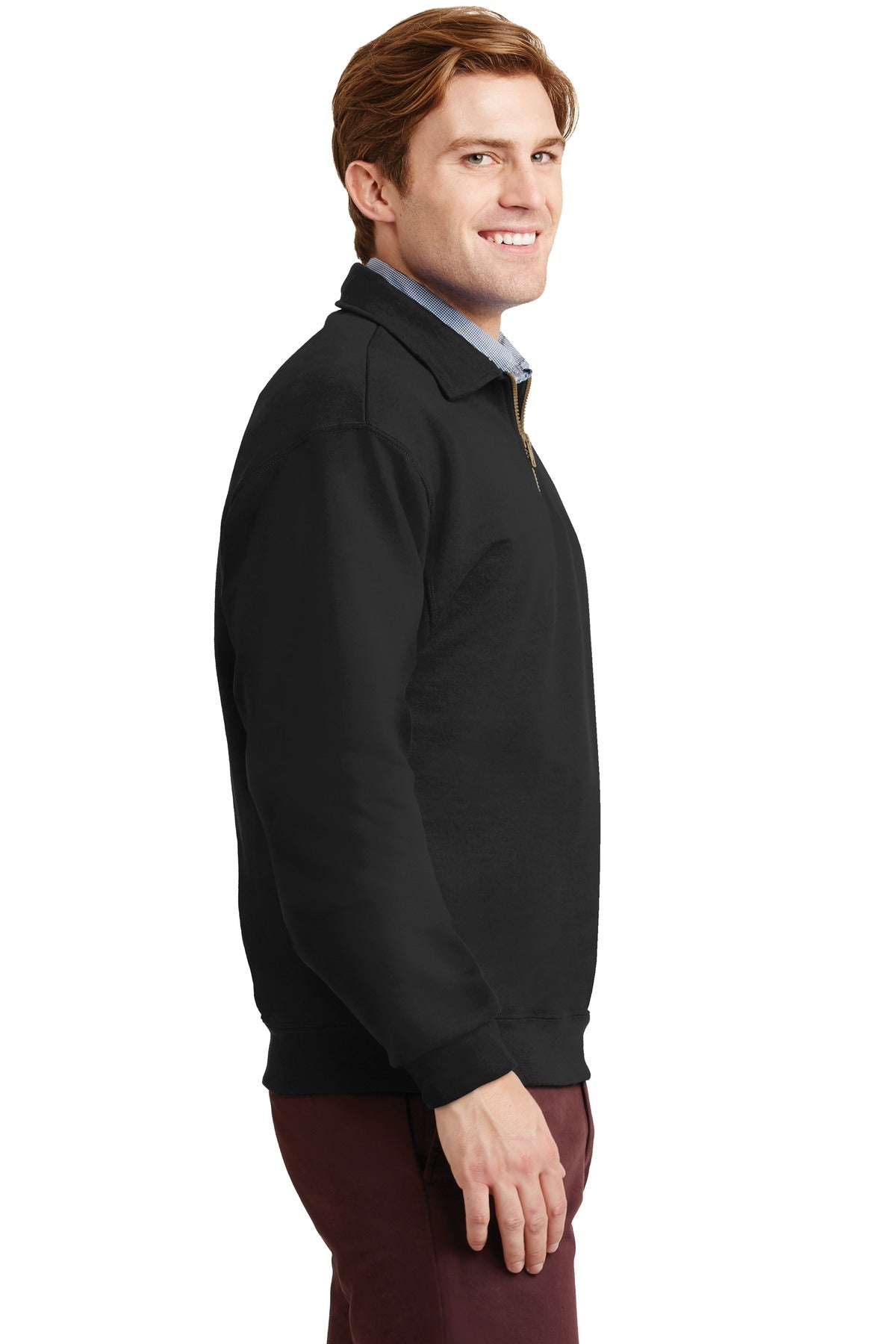 Black Jerzees Super Sweats NuBlend - 1/4-Zip Sweatshirt with Cadet Collar. 4528M plain