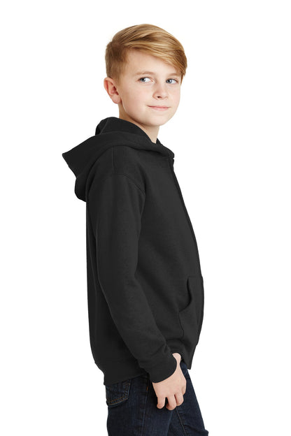 Black Jerzees - Youth NuBlend Full-Zip Hooded Sweatshirt. 993B plain