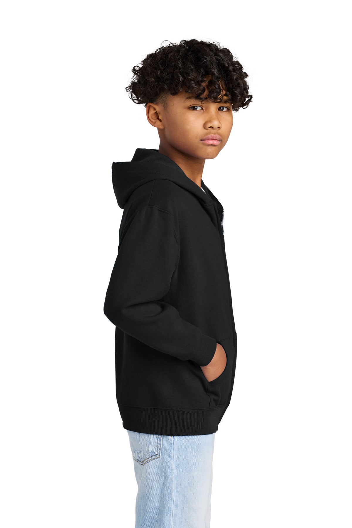 Black Jerzees - Youth NuBlend Full-Zip Hooded Sweatshirt. 993B plain