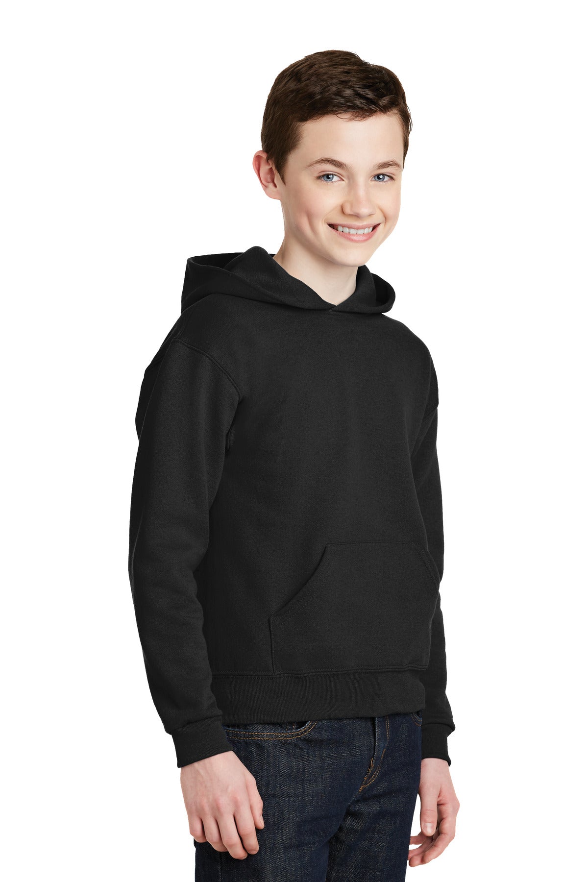 Black Jerzees - Youth NuBlend Pullover Hooded Sweatshirt. 996Y plain