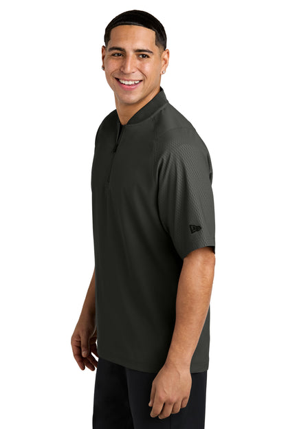 Black New Era Cage Short Sleeve 1/4-Zip Jacket. NEA600 plain