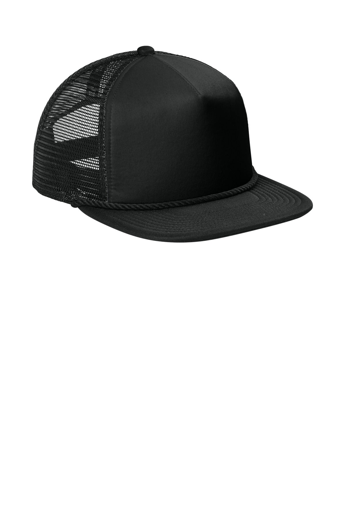 Black New Era Foam Rope Trucker Cap NE410 plain