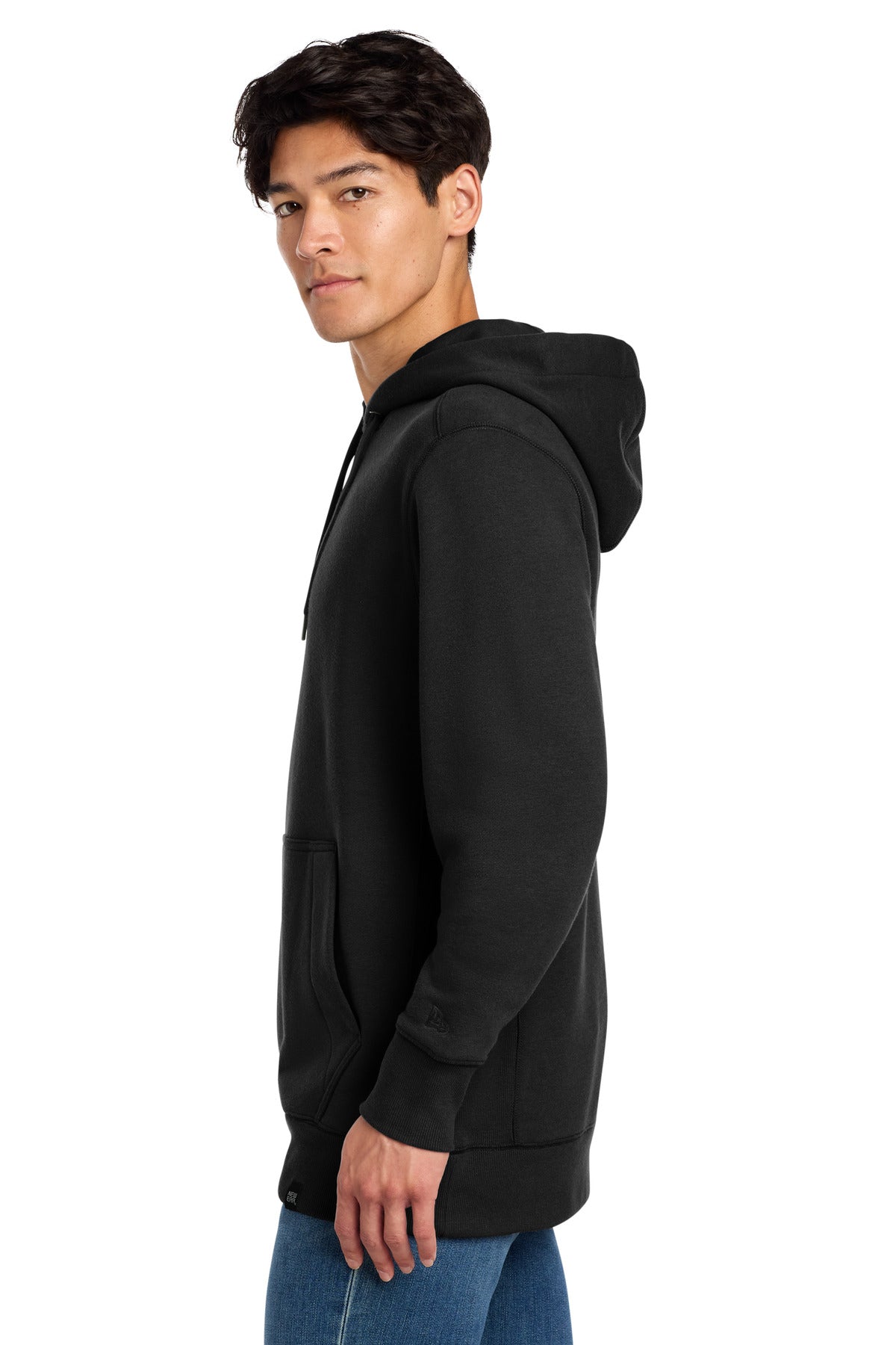 Black New Era French Terry Pullover Hoodie. NEA500 plain
