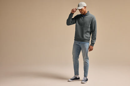Black New Era Heritage Fleece 1/2-Zip NEA528 plain