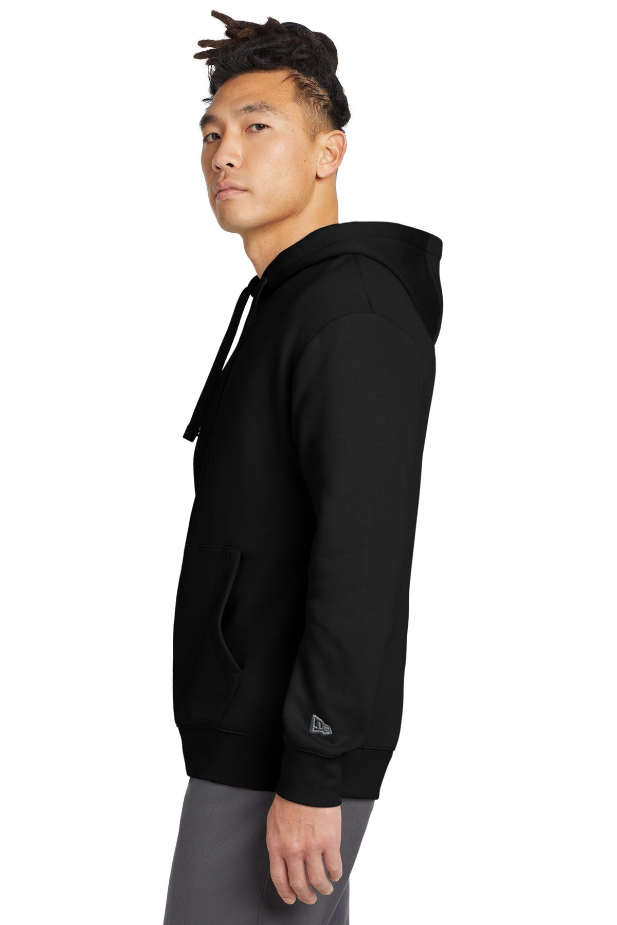 Black New Era Heritage Fleece Pullover Hoodie NEA525 plain