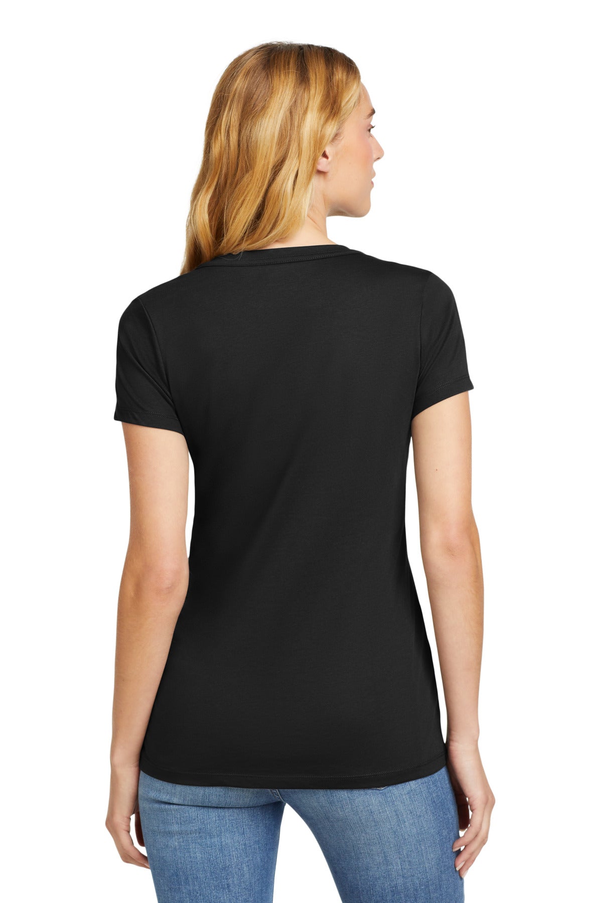 Black New Era Women's Heritage Blend V-Neck Tee. LNEA101 plain