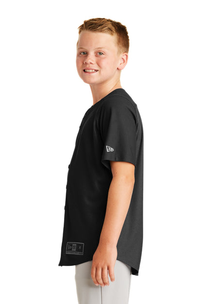 Black New Era Youth Diamond Era Full-Button Jersey. YNEA220 plain