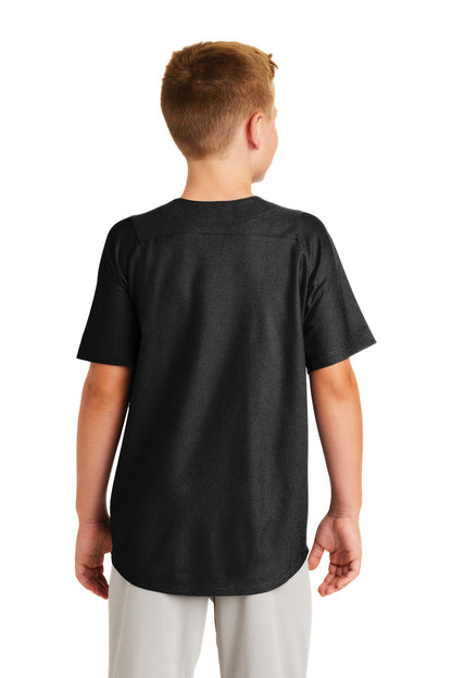 Black New Era Youth Diamond Era Full-Button Jersey. YNEA220 plain