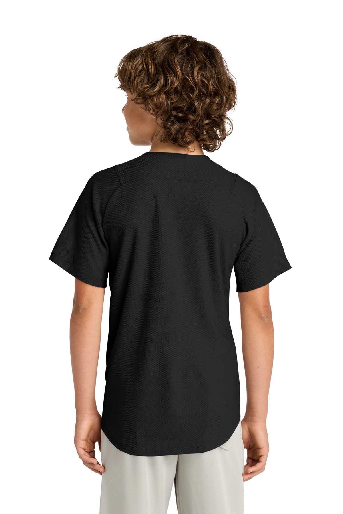 Black New Era Youth Diamond Era Full-Button Jersey. YNEA220
