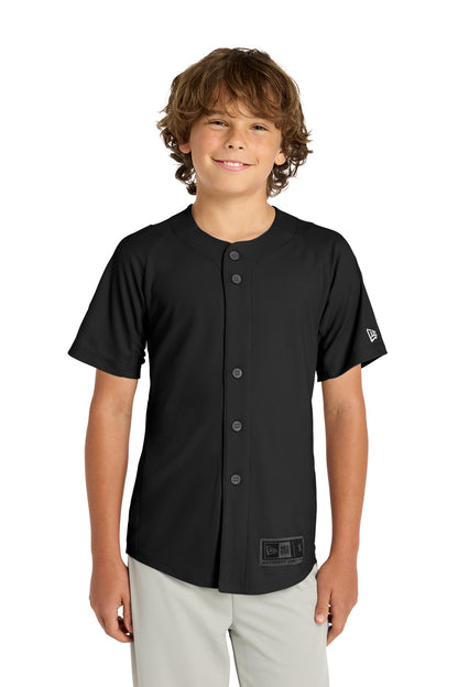 Black New Era Youth Diamond Era Full-Button Jersey. YNEA220