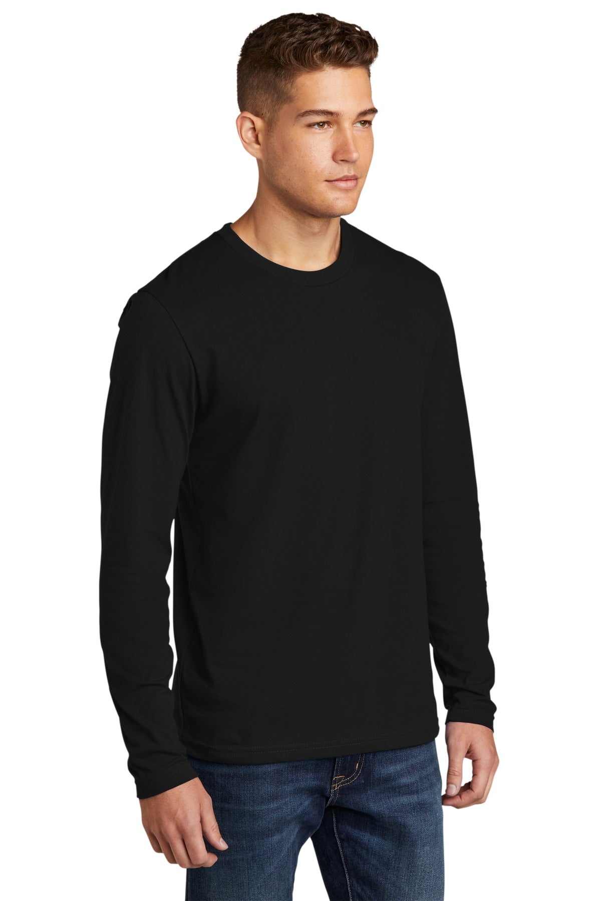 Black Next Level Apparel Cotton Long Sleeve Tee. NL3601 plain