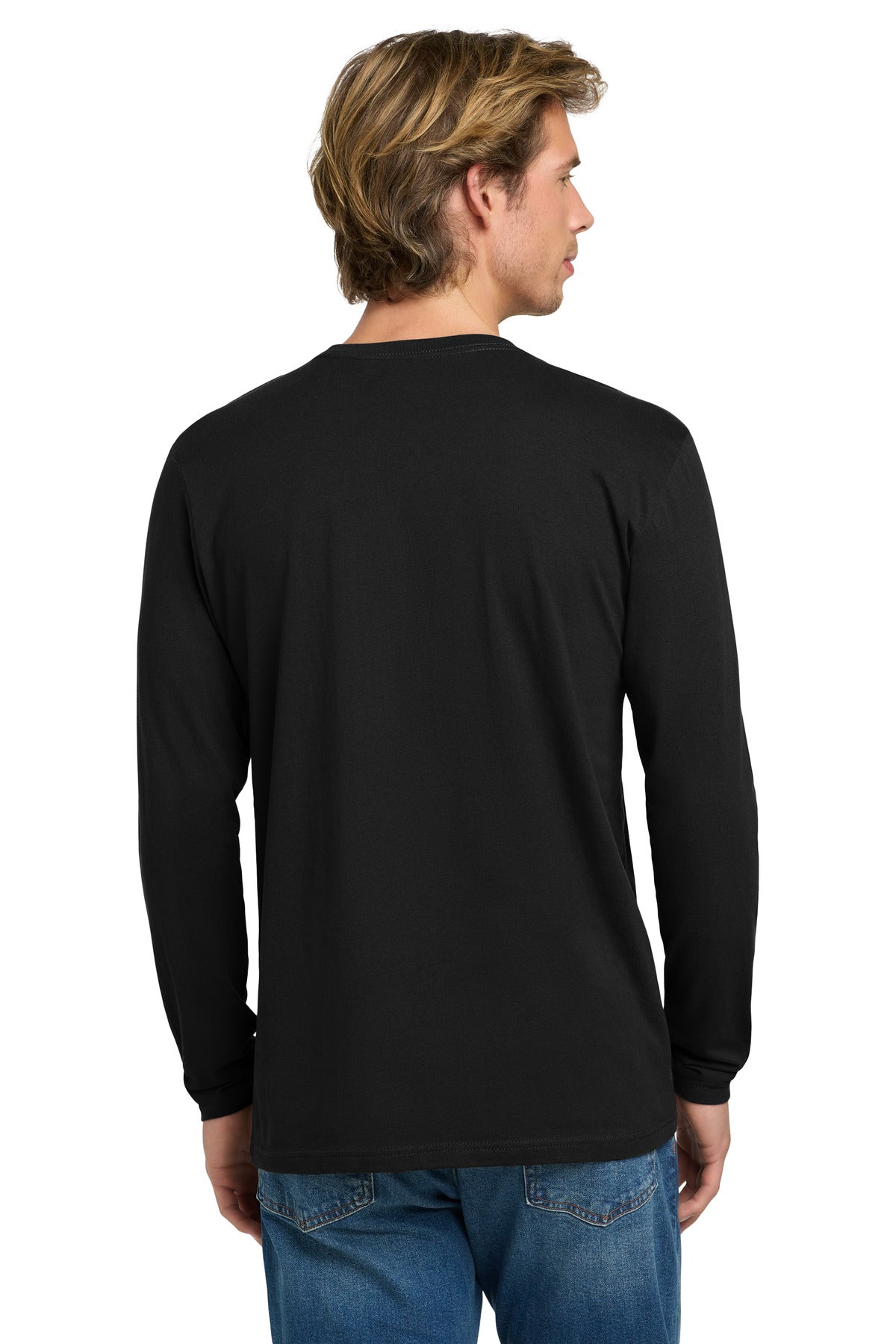 Black Next Level Apparel Cotton Long Sleeve Tee. NL3601 plain