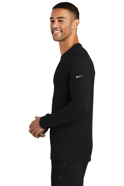 Black Nike Dri-FIT Cotton/Poly Long Sleeve Tee. NKBQ5230 plain