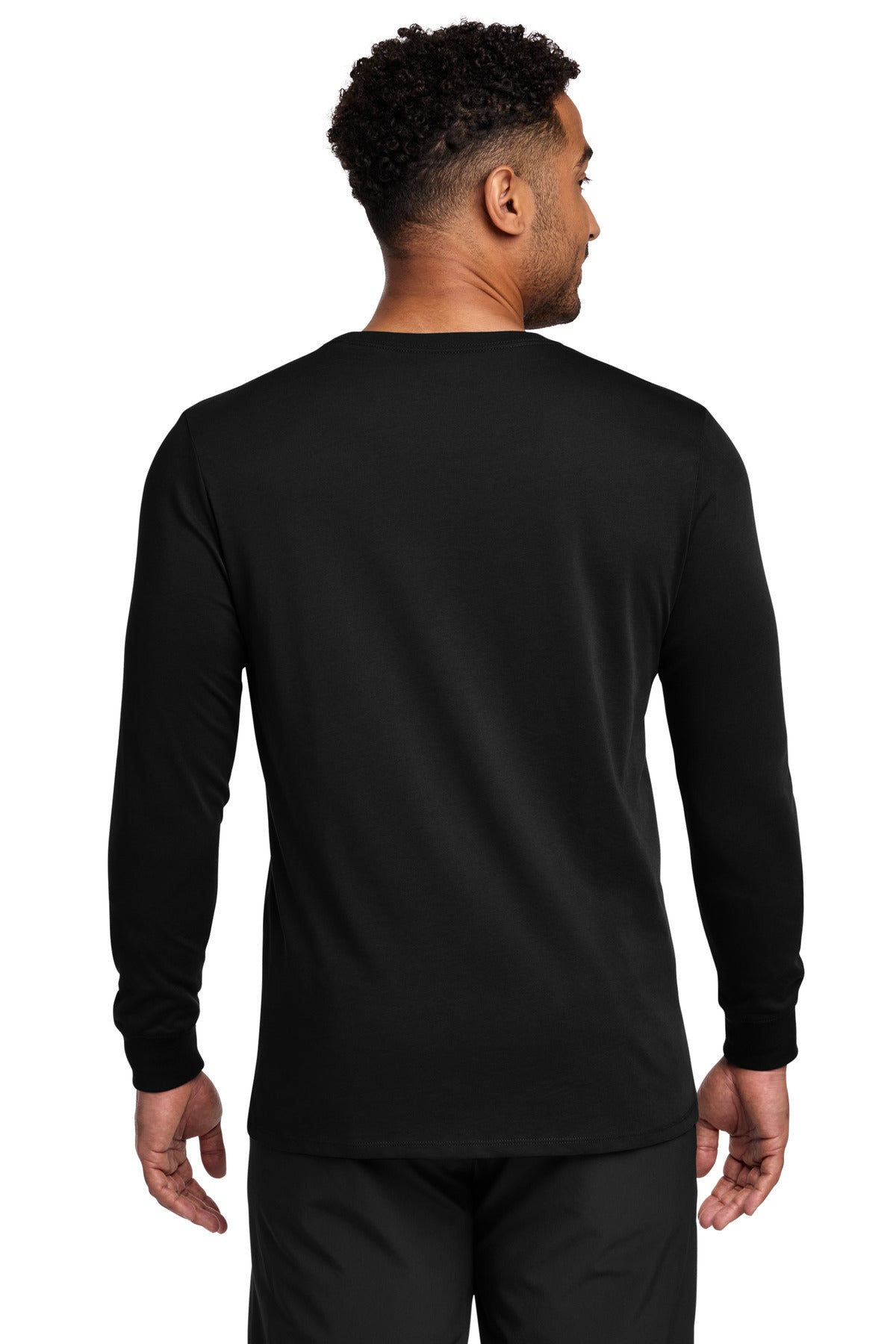 Black Nike Dri-FIT Cotton/Poly Long Sleeve Tee. NKBQ5230 plain