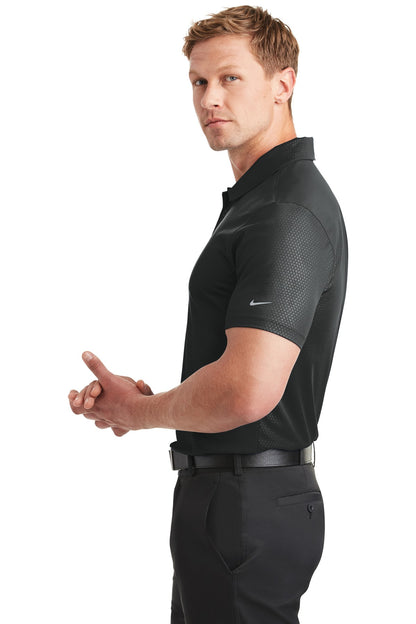 Black Nike Dri-FIT Embossed Tri-Blade Polo. 838964 plain