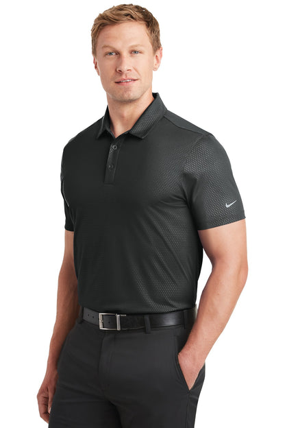 Black Nike Dri-FIT Embossed Tri-Blade Polo. 838964 plain