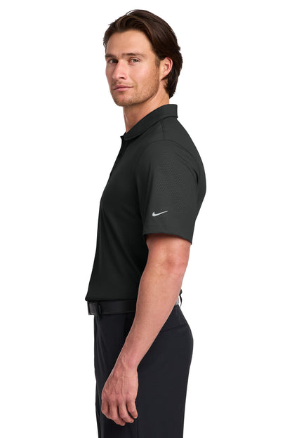 Black Nike Dri-FIT Embossed Tri-Blade Polo. 838964 plain
