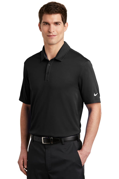 Black Nike Dri-FIT Hex Textured Polo. NKAH6266 plain