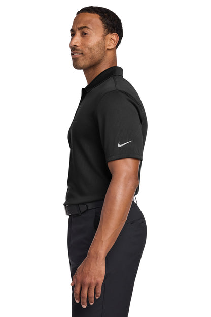 Black Nike Dri-FIT Hex Textured Polo. NKAH6266 plain