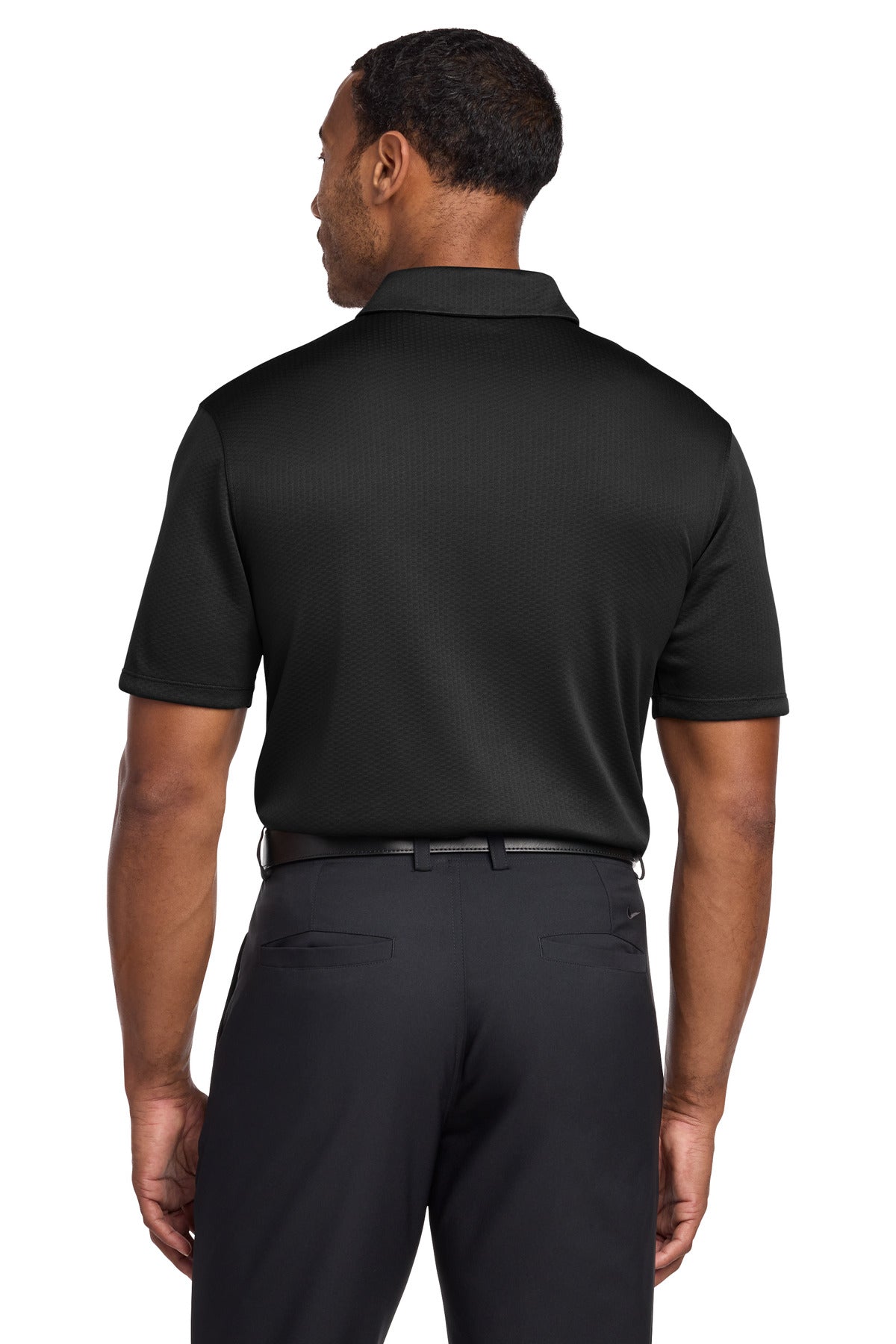 Black Nike Dri-FIT Hex Textured Polo. NKAH6266 plain