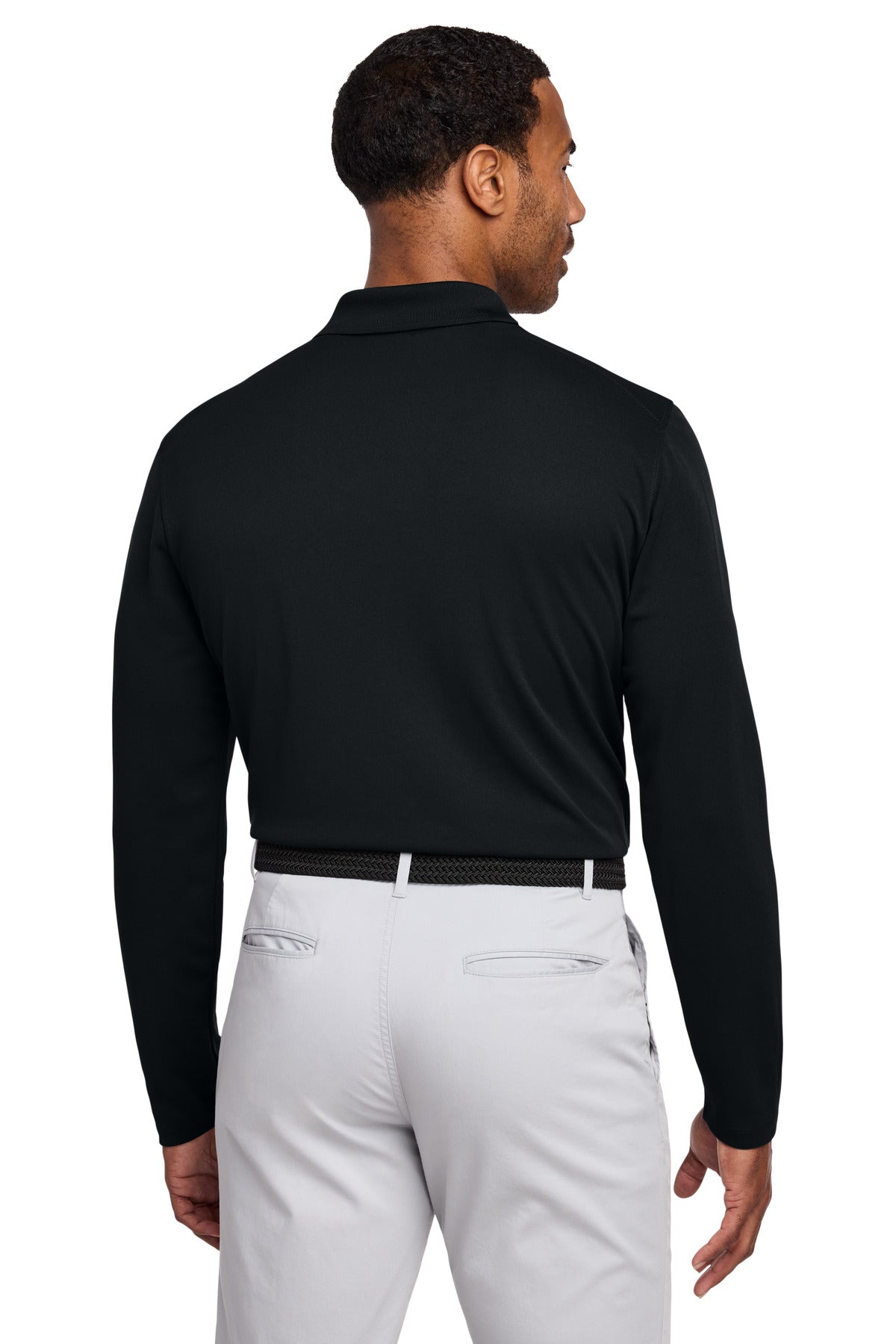 Black Nike Dri-FIT Micro Pique 2.0 Long Sleeve Polo NKDC2104 plain