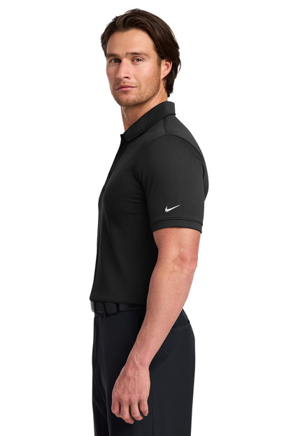 Black Nike Dri-FIT Solid Icon Pique Modern Fit Polo. 746099 plain