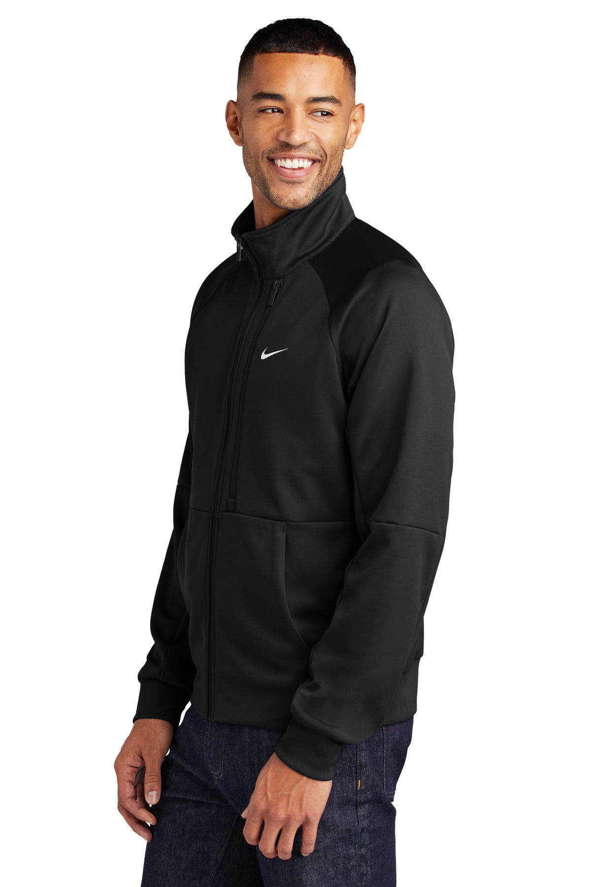 Black Nike Full-Zip Chest Swoosh Jacket NKFD9891 plain