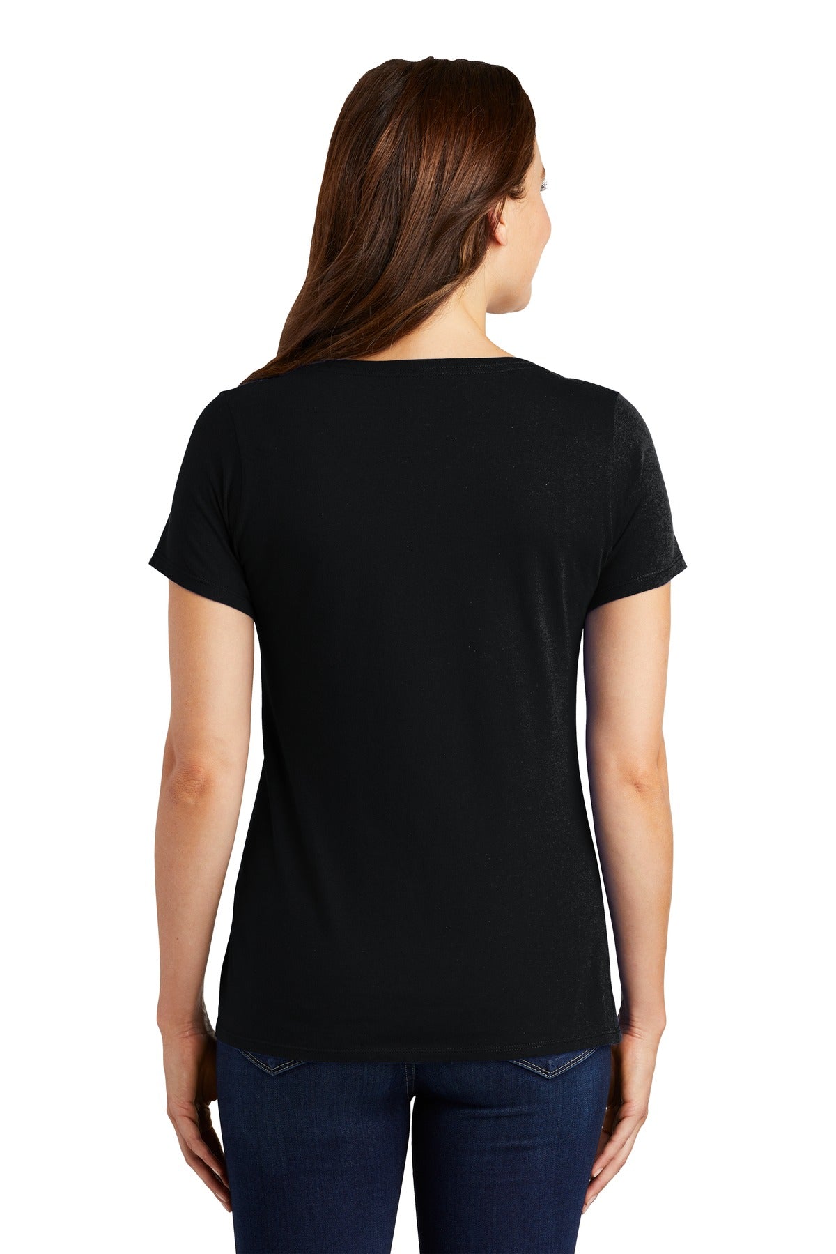 Black Nike Women's Dri-FIT Cotton/Poly Scoop Neck Tee. NKBQ5234 plain