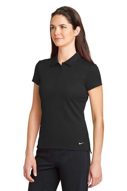 Black Nike Women's Dri-FIT Solid Icon Pique Modern Fit Polo. 746100 plain
