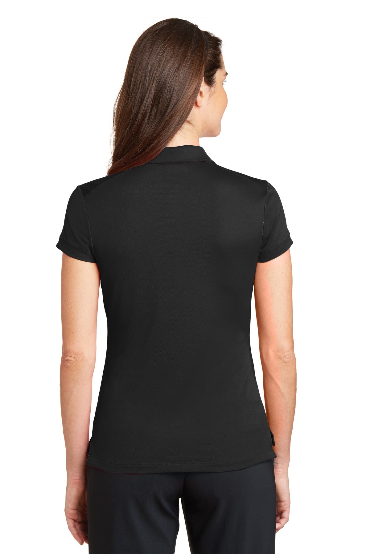 Black Nike Women's Dri-FIT Solid Icon Pique Modern Fit Polo. 746100 plain