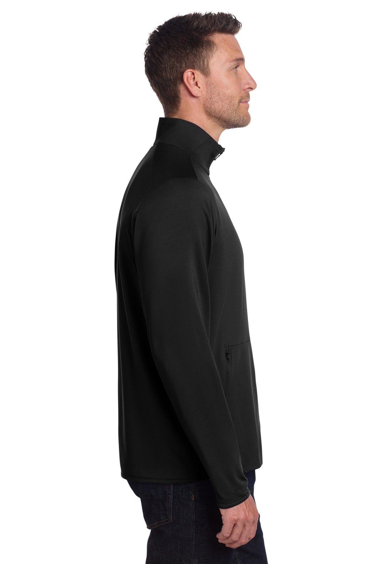 Black Port Authority Accord Stretch Fleece Full-Zip K595 plain